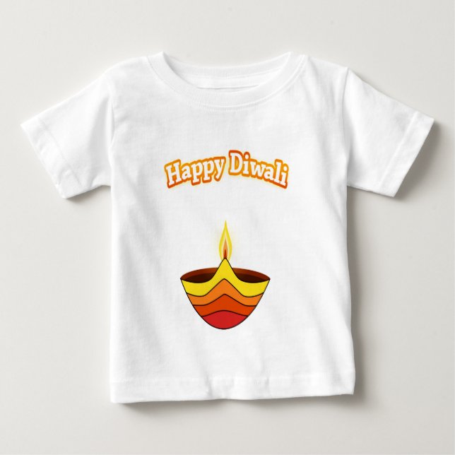 T-shirts Feliz Diwali e lâmpada Diya (Frente)