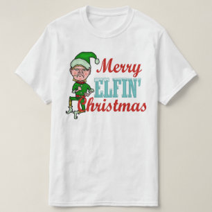 T-shirts Feliz Engraçada Elfin Christmas Elf Pun