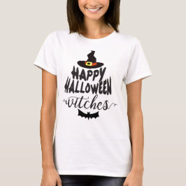 T-shirts Feliz Halloween Bruxas Tipografia Halloween