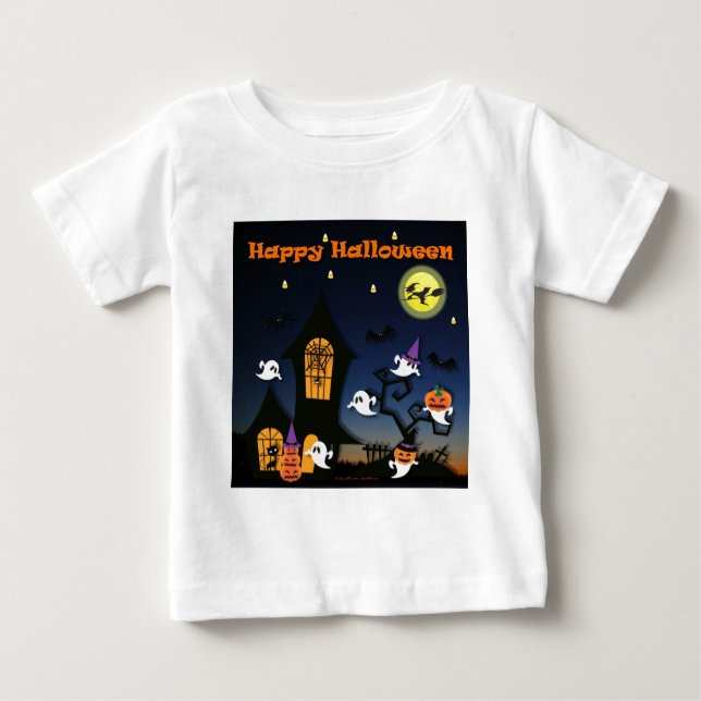 T-shirts Feliz Halloween, Casa Assombrada (Frente)
