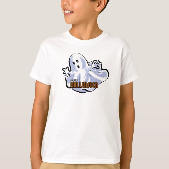 T-shirts Feliz Halloween Cat Perseguindo Rato (Frente)