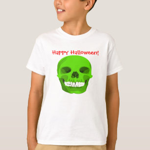 T-shirts Feliz Halloween - Crânio Verde - Teto