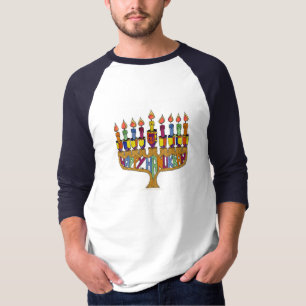 T-shirts Feliz Hanukkah Dreidels Menorá