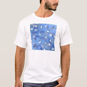 T-shirts Feliz Hanukkah Estrela Cadente e Piões de Hanukkah
