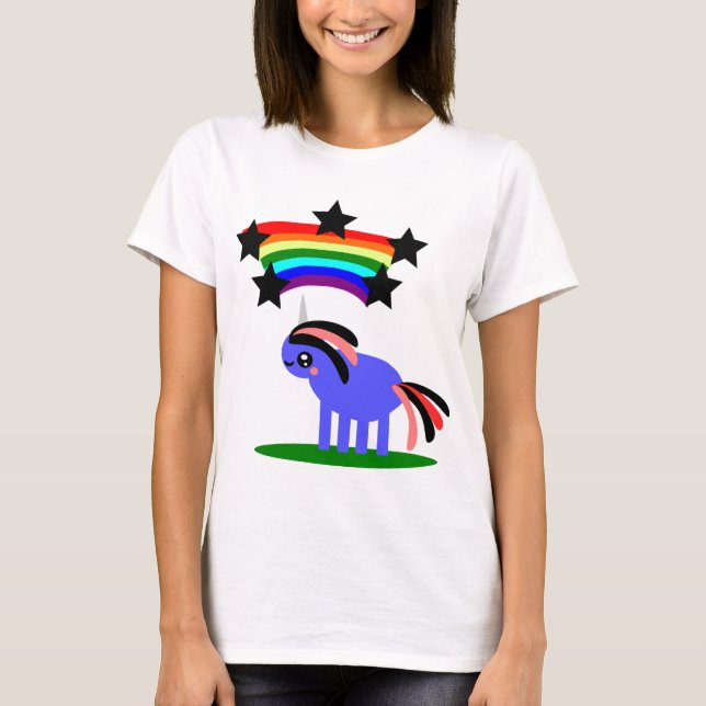 T-shirts Feliz Hippy Rainbow Unicorn (Frente)