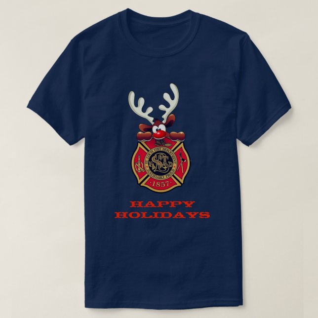 T-shirts Feliz Holidays Reindeer Rua. (Frente do Design)