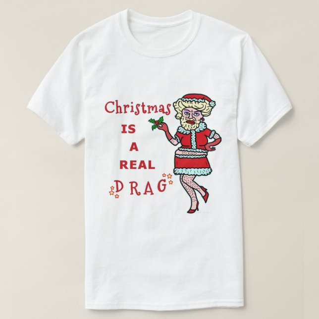 T-shirts Feliz Natal Bah Humbug Papais noeis na Dragagem (Frente do Design)