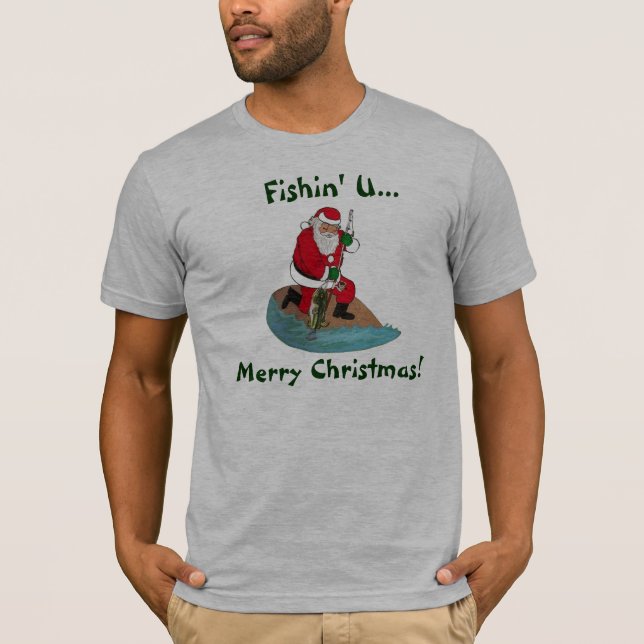 T-shirts Feliz Natal de Fishin U (Frente)