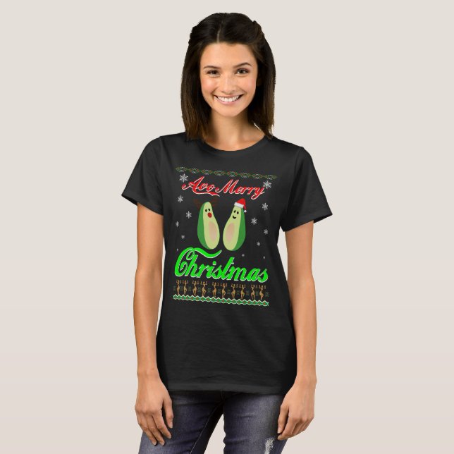 T-shirts Feliz Natal do abacate (Frente Completa)