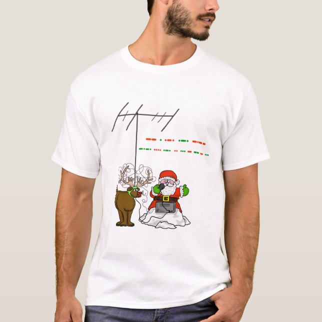 T-shirts Feliz Natal no Tshirt do código Morse - papai noel (Frente)