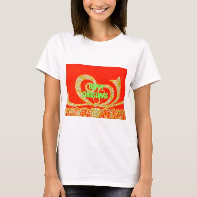 T-shirts Feliz Natal Vermelho e Dourado (Frente)