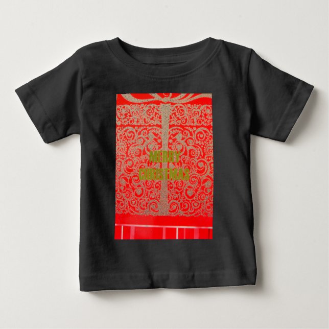 T-shirts Feliz Ouro de Natal Red Snow Glitter Hearts Art (Frente)