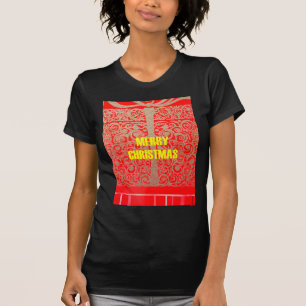 T-shirts Feliz Ouro de Natal Red Snow Glitter Hearts Art