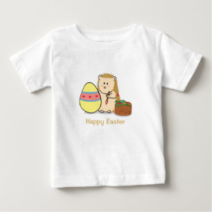 T-shirts Feliz Páscoa: Desenho de ouriço fofo pintando ovo