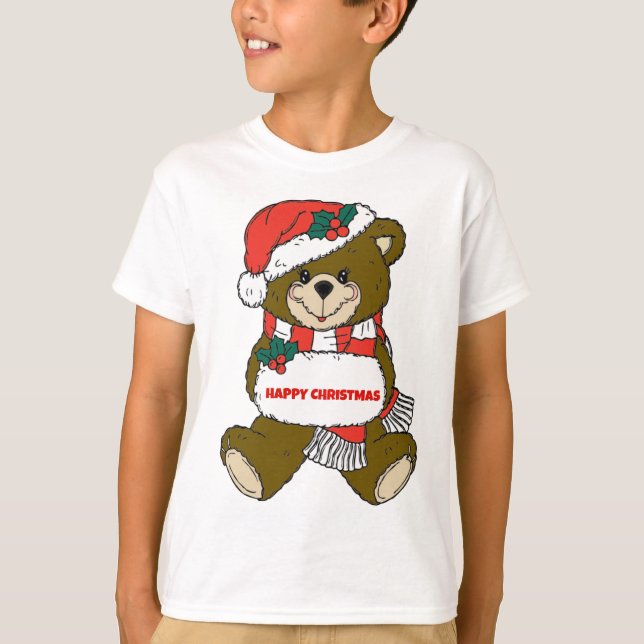 T-shirts Feliz Urso de Natal (Frente)