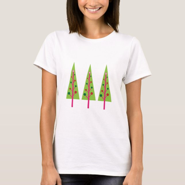 T-shirts Felizes Árvores de Natal (Frente)