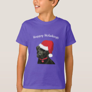 T-shirts Felizes Feriados Labrador Cão Santa Hat Cute