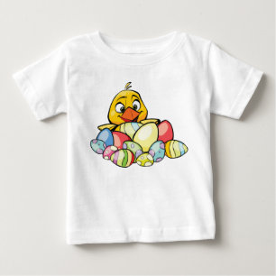 T-shirts Felz pascoa Com Pintinho De Bebê E Ovos De Páscoa