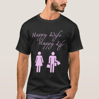 T-shirts Fêmea feliz da vida da esposa feliz