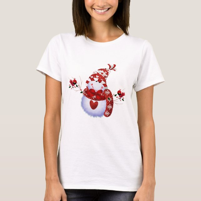 T-shirts Feriado de Natal Berry Cute Snowman (Frente)