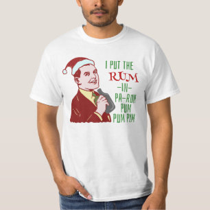 T-shirts Feriado retro do homem do bebendo do rum do Natal