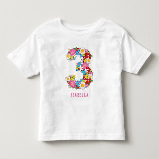 T-shirts Festa de aniversário de 3 anos de Garden Pink Girl