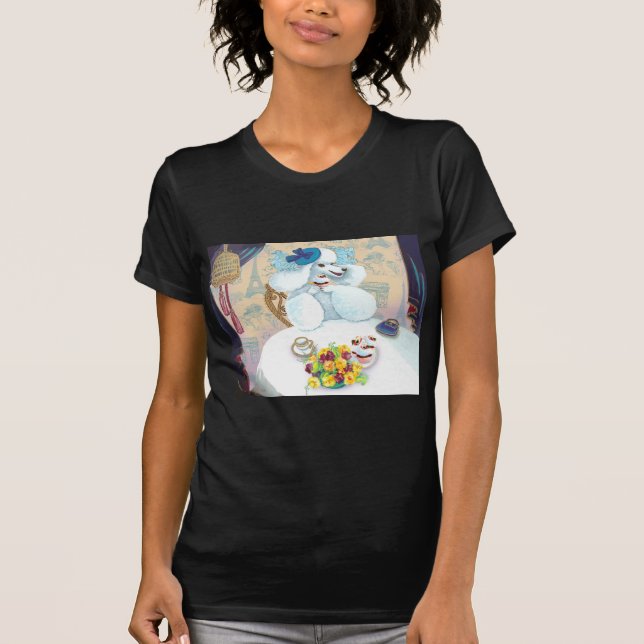 T-shirts Festa de Chá de Poodle Branco (Frente)