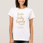 T-shirts Fiesta Siesta Tequila Repete Glitter Bachelorette<br><div class="desc">Um elegante design de ponta,  apresenta o texto "Fiesta siesta tequila repetida" em uma letra extrovertida,  a textura brilhante acrescenta um toque festivo e glamouroso. Entre em contato comigo se tiver algum pedido especial.</div>