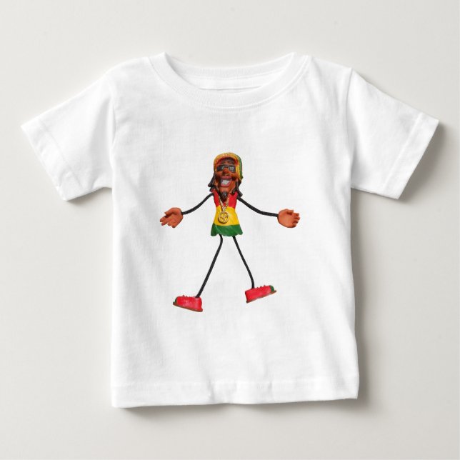 T-shirts Figura da vara de Rasta com sinal de paz Dourado (Frente)