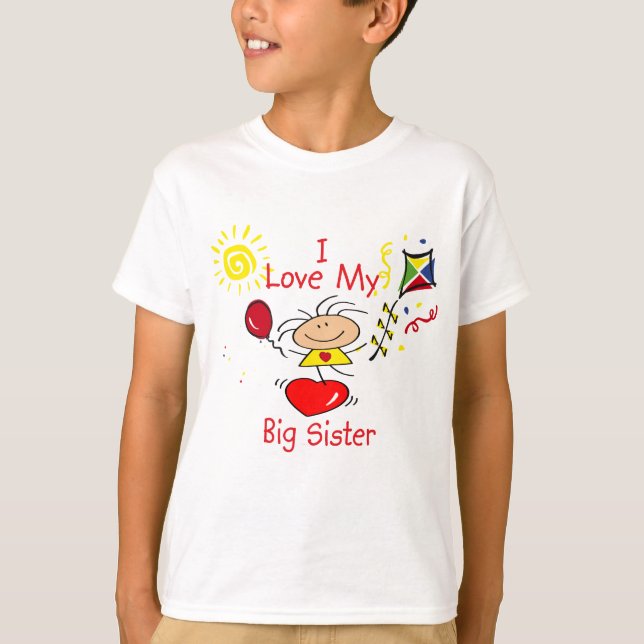 T-shirts Figura menina da vara da irmã mais velha do amor (Frente)
