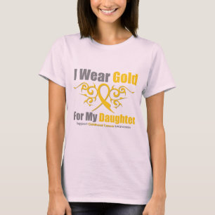 T-shirts Filha tribal da fita do ouro do CANCER da INFÂNCI