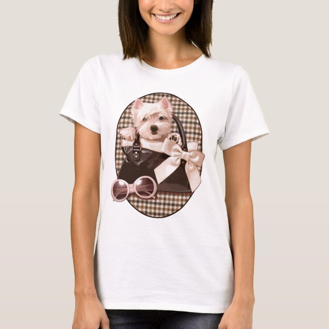 T-shirts Filhote de cachorro de Houndstooth Westie (Frente)