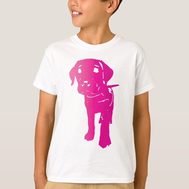 T-shirts Filhote de cachorro do rosa quente! (Frente)