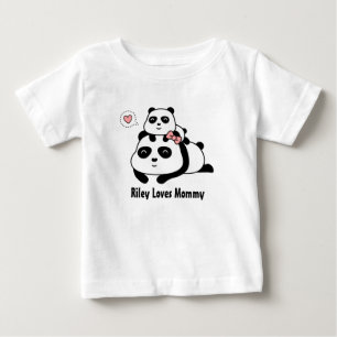 T-shirts Filhote de Panda Fofo Ama Mamãe, Mãe e Bebê