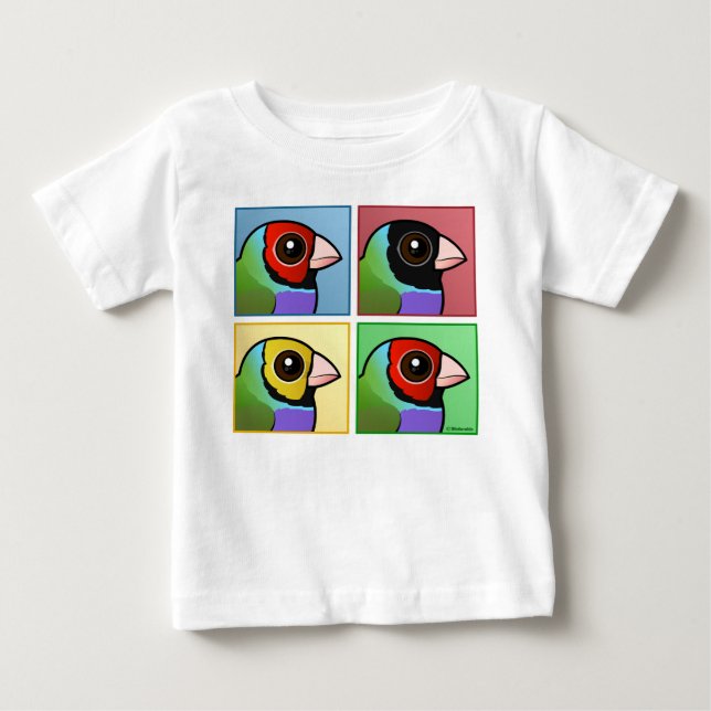 T-shirts Finch Gouldian de Quatro Cores (Frente)