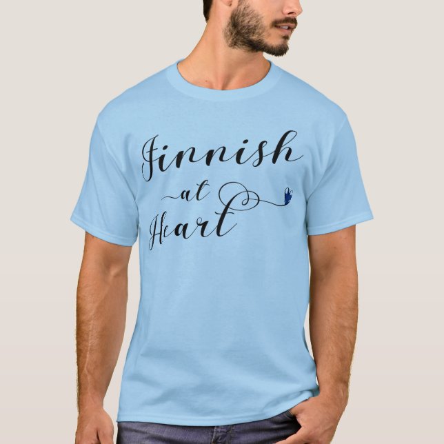 T-shirts Finlandês Na Heart Camiseta, Finlândia (Frente)
