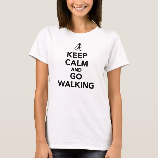 T-shirts Fique calmo e vá caminhar nórdico (Frente)