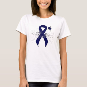 T-shirts Fita Azul Escura com Borboleta