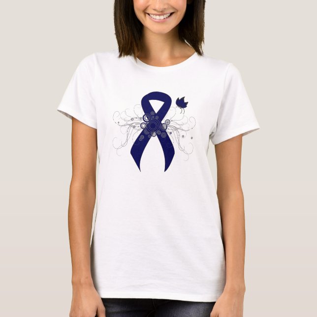T-shirts Fita Azul Escura com Borboleta (Frente)