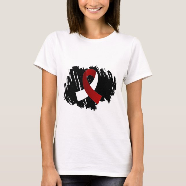 T-shirts Fita branca de Borgonha do cancer principal do (Frente)