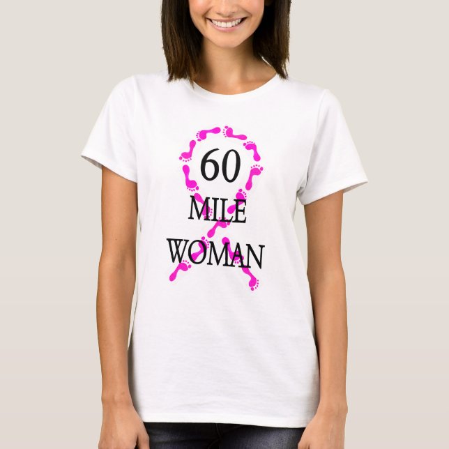 T-shirts fita de 60 pés da mulher da milha (Frente)