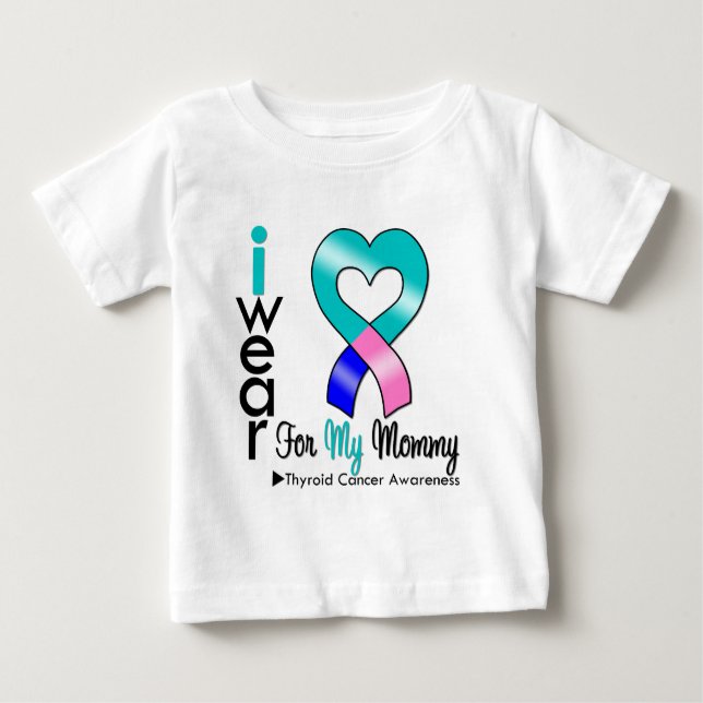 T-shirts Fita De Cancer Da Tiroide Para A Minha Mamãe (Frente)