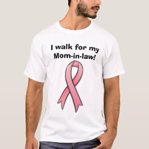 T-shirts fita de câncer de mama, eu ando para minha