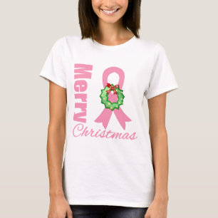 T-shirts Fita do Feliz Natal da consciência do cancro da