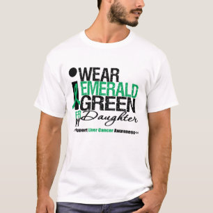 T-shirts Fita do verde esmeralda do câncer de figado para