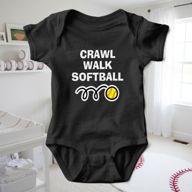 T-shirts Fita esportiva CRAWL WALK SOFTBALL para bebê novo (softball bodysuit for baby)