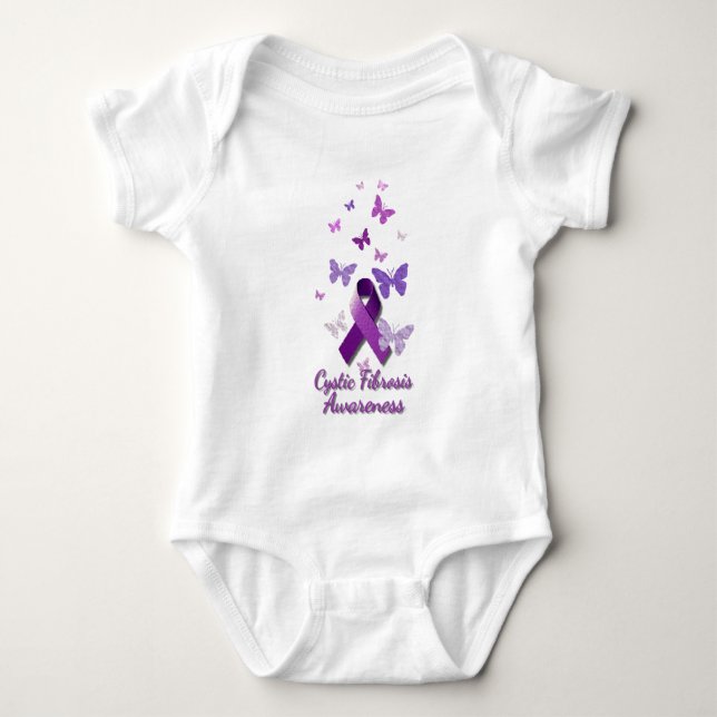 T-shirts Fita roxa da consciência: Fibrose cística (Frente)