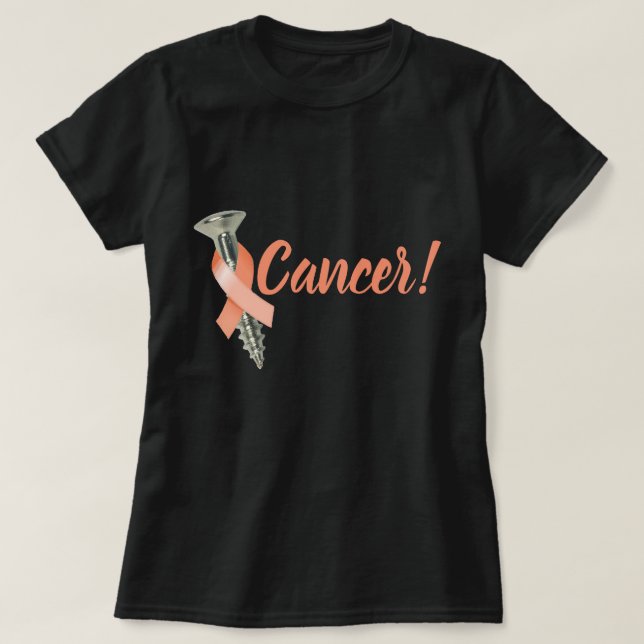 T-shirts Fita uterina do pêssego do cancer do parafuso (Frente do Design)