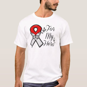 T-shirts Fita vermelha e branca para meu herói