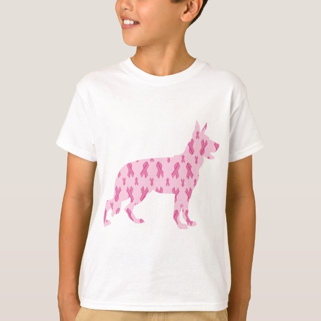 T-shirts Fitas de Cancer rosa german shepherd (Frente)